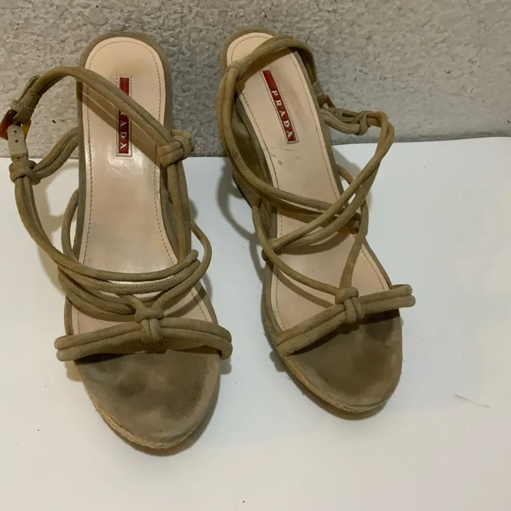 Prada suede Espadrilles Wedges Women beige Italy